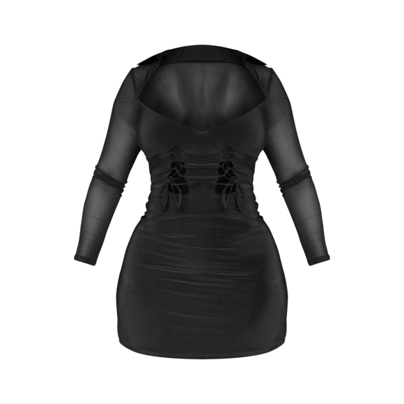 🎀NWT🎀 PrettyLittleThing Shape Mesh Lace Up Front Bodycon Dress - Picture 5 of 5